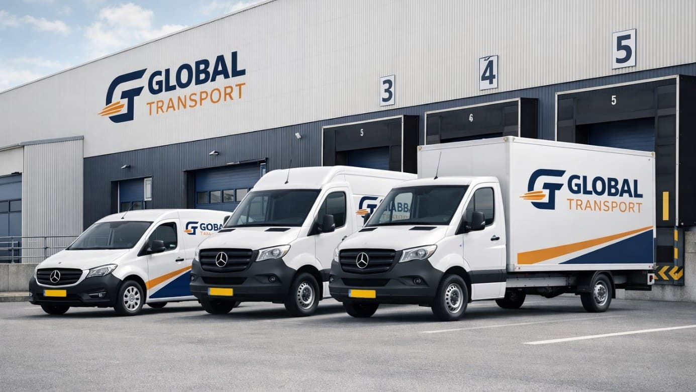 Het wagenpark van Global Transport: bestelbus, Sprinter en bakwagen